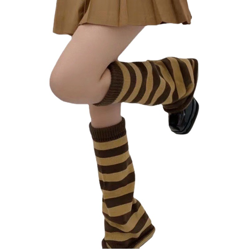 Micro Retro Striped Warm Wool Loose Wide Leg Socks Harajuku Style jk Hot Girl Leg Socks