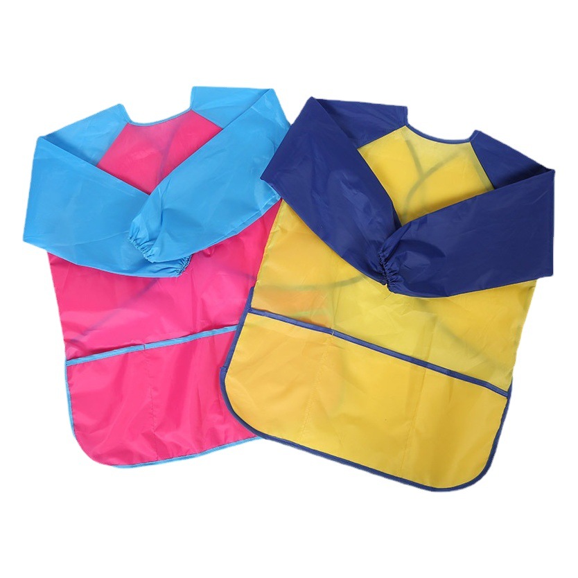 Factory spot children waterproof overalls painting long sleeve Apron Baby painting nylon bib waterproof