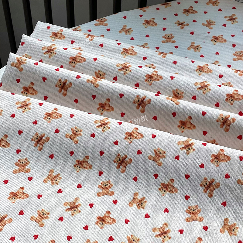 Picture of Japanese and Korean bear pattern printed fabric autumn and winter baby children's coat clothes skirt fabric home wear fabric