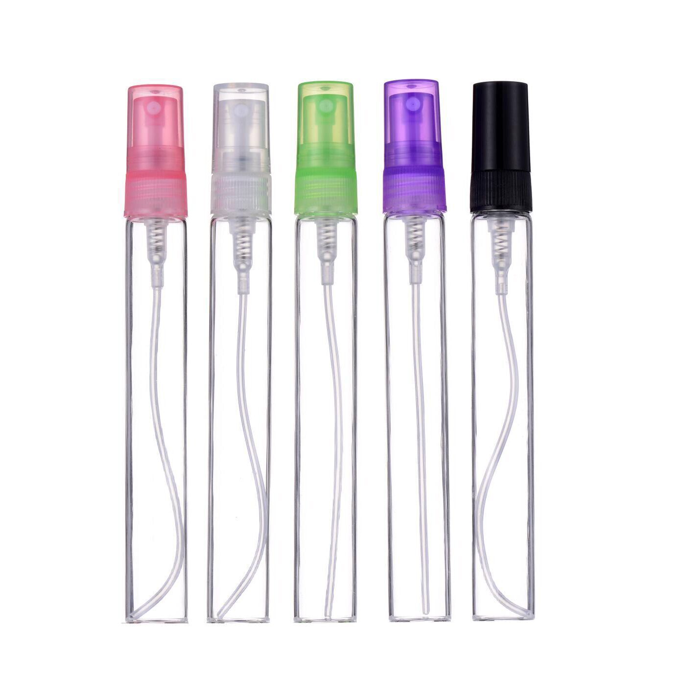 Picture of 2.3.5.10ml small sample glass perfume bottle transparent plastic nozzle multi-color pull tube frosting trial spray bottle