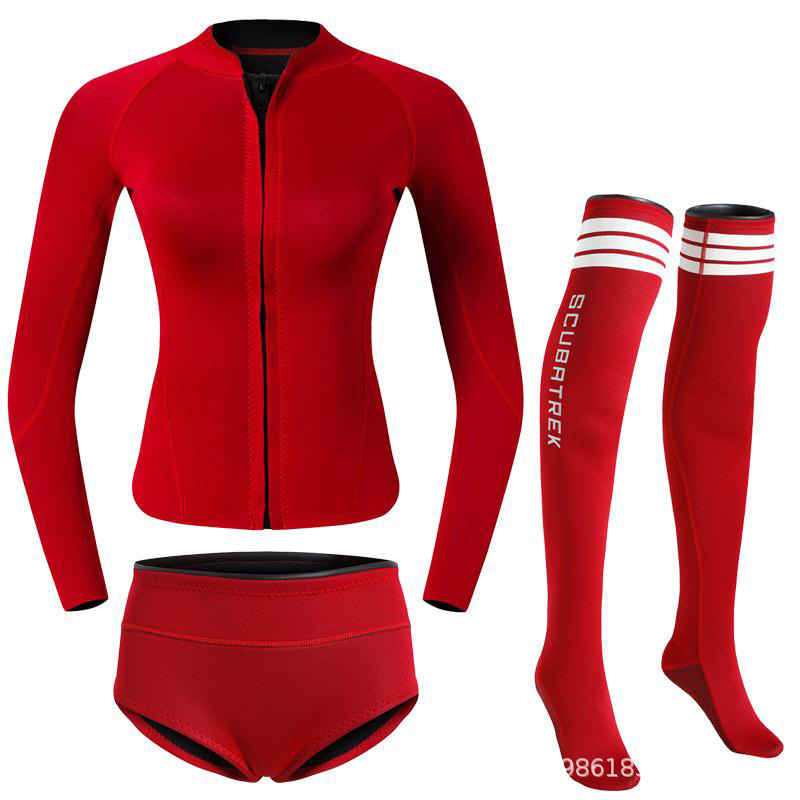 2mm diving suit long sleeve swimsuit women's split sun protection swimsuit women's surfing suit diving wet suit snorkeling swimsuit