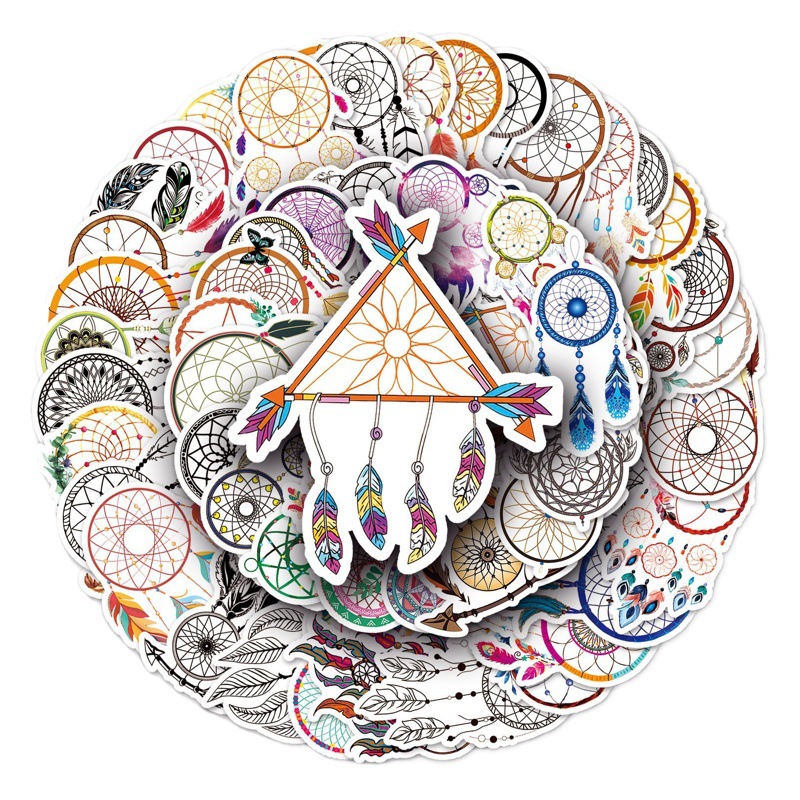 50 Dream Catcher Graffiti Cross-border Cartoon Small Fresh Goo Card Hand Account DIY Mobile Phone Shell Luggage Sticker Waterproof