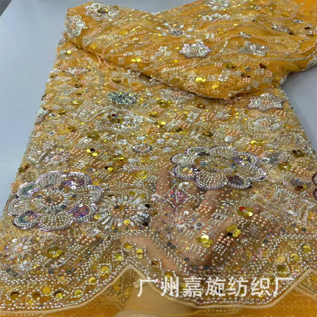 New product DIY spring and autumn multi-color new Chinese small floral sequin embroidery beaded Xiuhe cheongsam dress fabric