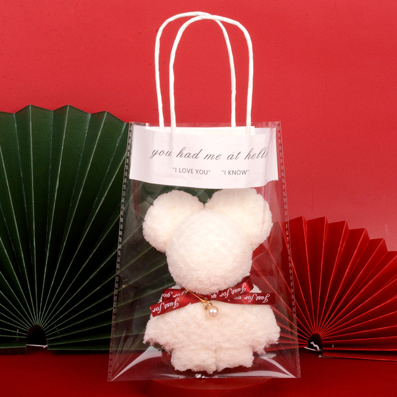 Picture of Pineapple Pie Towel Bear Shape Wedding Happy Word Accompanying Gift Happy Shop Full Moon One-Year-Old Return Gift Creative Gift Square