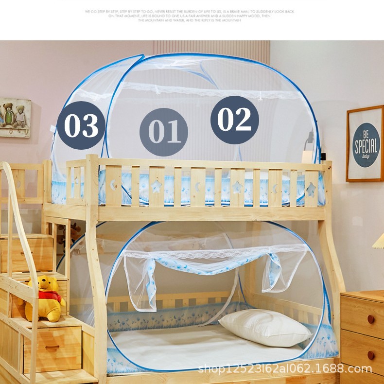 Picture of Mosquito Net Student Dormitory Upper and Lower Bushes 90cm Bottom Installation-Free Mongolian Yurt Single Mother Bed Home 1.5 m 1.2