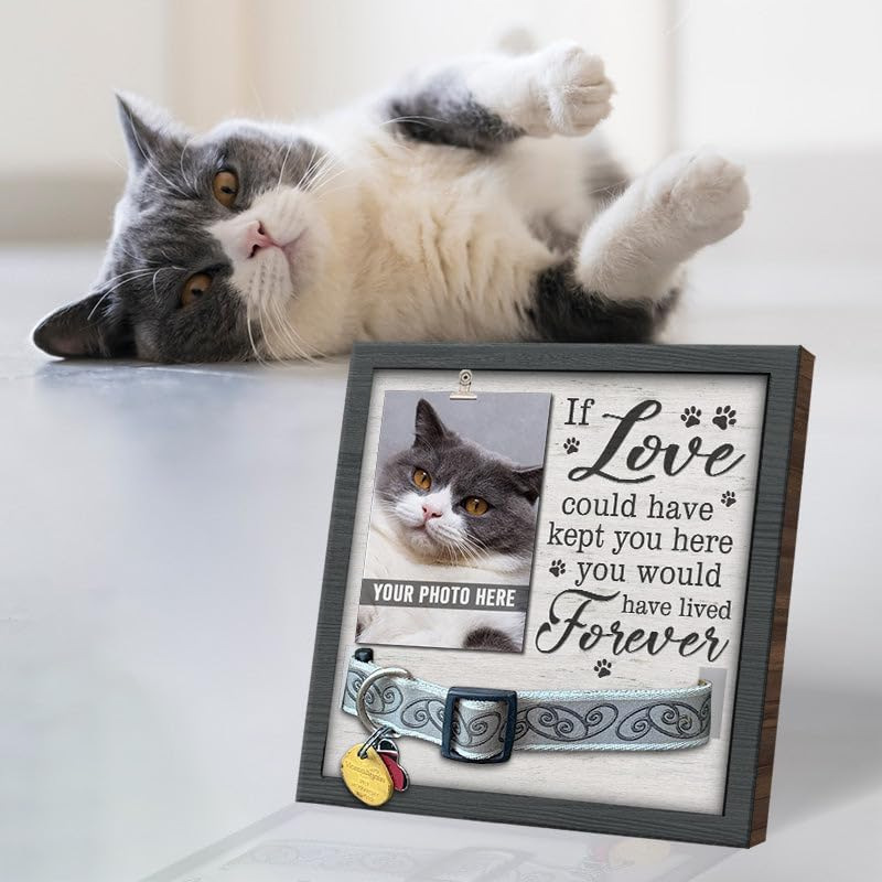 Wooden Pet Memorial Photo Frame Collar Three-dimensional Swing Table Pet Photo Frame Wooden Pet Lost Gift