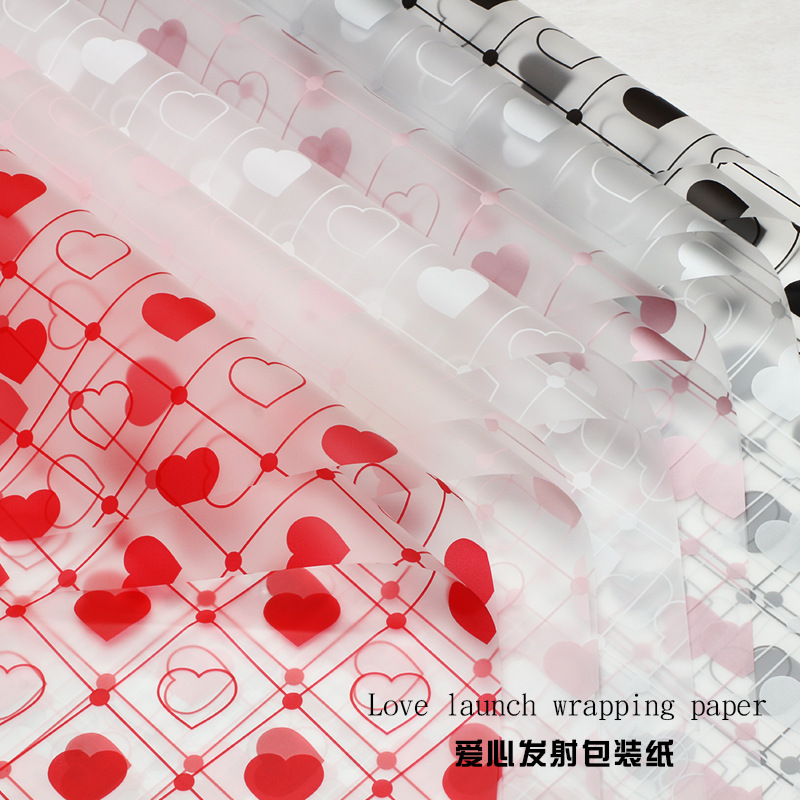 Hua Xi love launch small fresh matte paper rose flower packaging transparent flower shop floral bouquet material