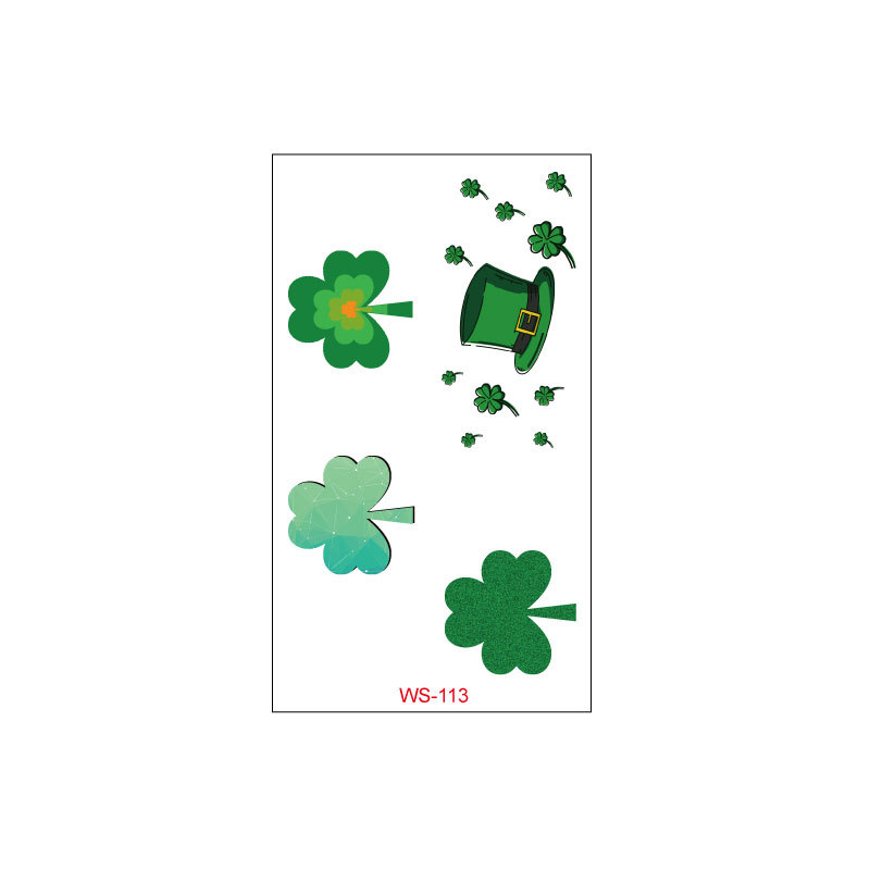 Picture of Cross-border Source Waterproof Sweat Green Hat Clover Face Irish Day Sticker St Patrick's Day Tattoo Sticker