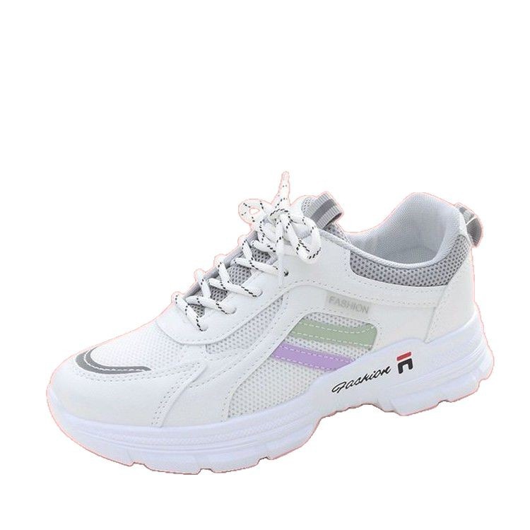 Picture of 2025 Summer New Lace-up Casual sneaker Breathable Mesh White Shoes Soft Sole All-match Running Shoes Student Shoes