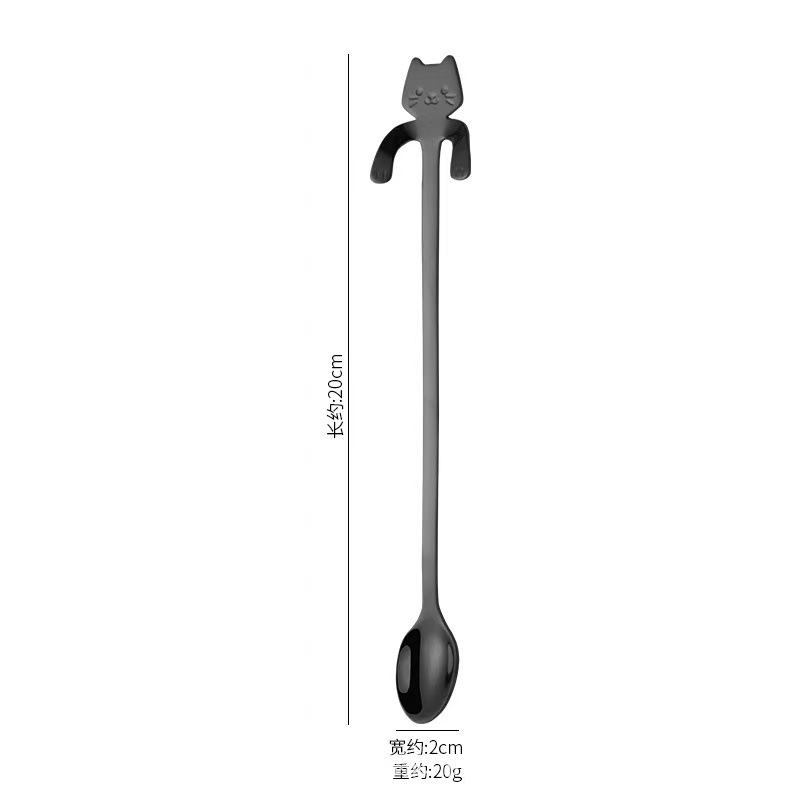 Picture of 304 stainless steel cat spoon creative cartoon hanging side spoon cute coffee spoon gold plated mixing spoon plus logo