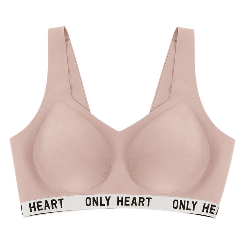 Contrasting Color Letters Seamless Underwear Light Design Underwear Large Chest Small Thin Beautiful Back Small Chest Push-up Adjustable Bra