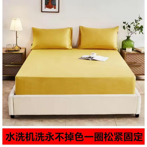 Picture of Bed sheet single-piece fitted sheet all-inclusive bedspread mattress protective cover washed cotton summer maternal and child washed cotton fitted sheet three-piece set