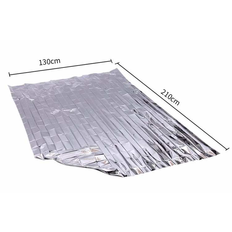 Outdoor portable 130 * 210cm PET silver first aid blanket aluminum foil blanket marathon race thermal insulation sunscreen blanket