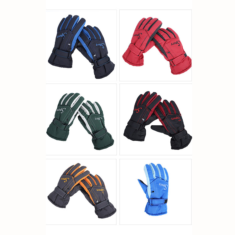 Picture of Adult Ski Gloves Men's Outdoor Waterproof Windproof Non-Slip Riding Sports Gloves Velvet-Lined Thickened Warm Gloves