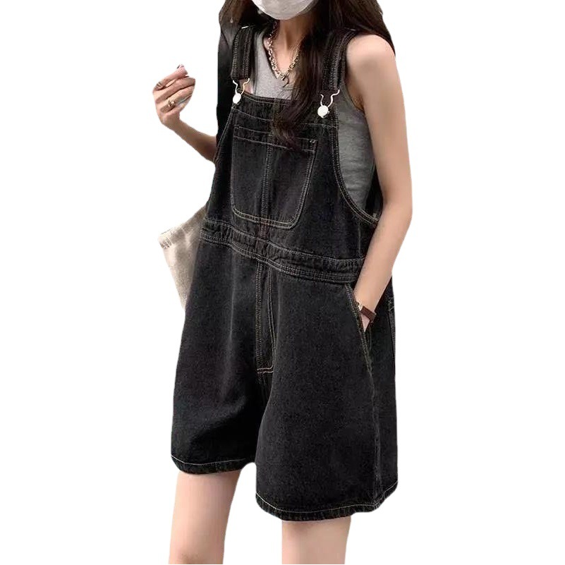 Denim Overalls Women's 2024 New Autumn Loose Slim Wide Leg Pants Small Shorts Stylike Age-reducing Pants