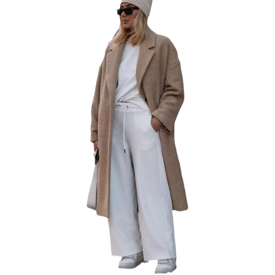 2025 European and American Autumn and Winter Cross-Border Export Direct Sales Warm Jacket Long-Sleeved Lapel Women's Plush Top Women's Outwear