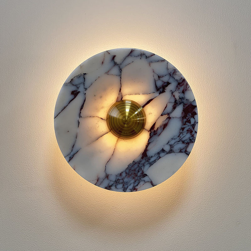Picture of Cross-border Nordic simple round marble living room wall lamp high-level feeling model room hotel atmosphere bedroom bedside lamp
