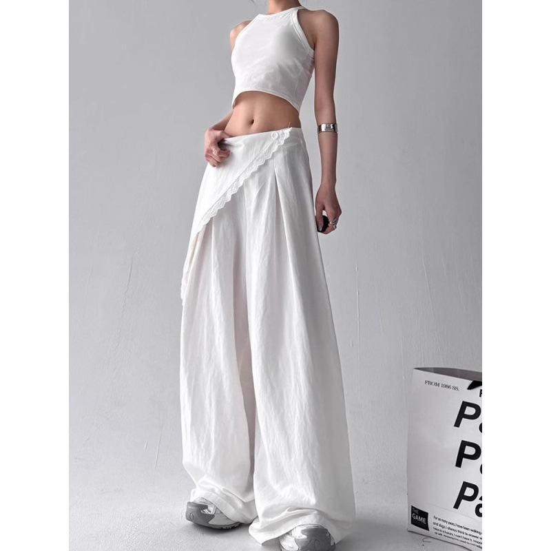 American-Style High-Waisted Slimming Straight-Leg Casual Pants for Women, New Spring and Summer Design, Loose Harajuku Drape Wide-Leg Long Pants Trendy