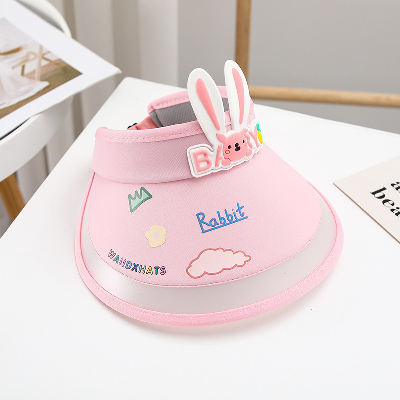 Picture of Children's empty top hat cute rabbit baby boys and girls summer outdoor large brim sunscreen cartoon breathable UV sun hat
