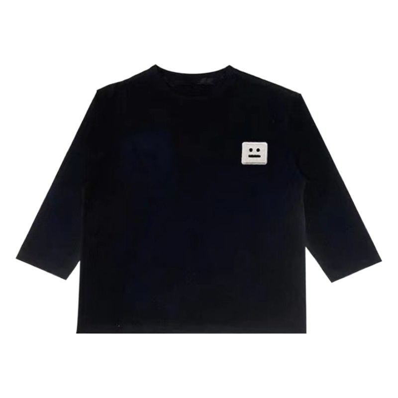 Children's 100 Cotton T-shirt Long Sleeve Spring and Autumn Smiley Printed Clothes Boys and Girls Simple Children's Wear Base Shirt