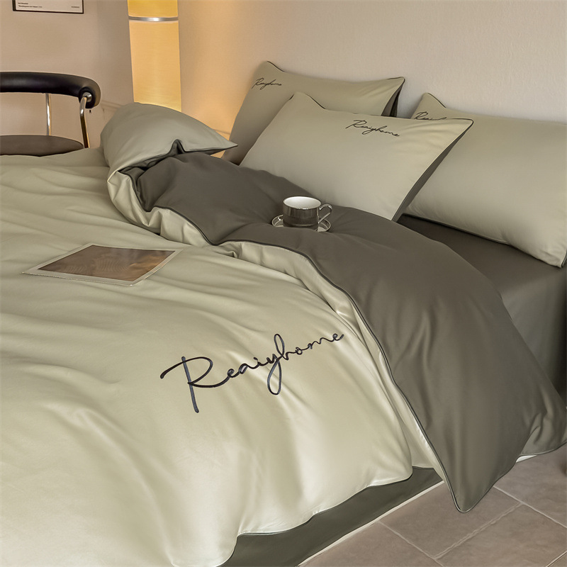 Picture of Light luxury 120 long-staple cotton quilt cover single piece pure cotton quilt cover solid color double-piece quilt cover Nantong bedding