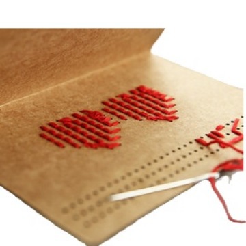 Picture of Cross-Border Cowhide Creative DIY Cross-Stitch Heart Valentine's Day Paper Carving with Envelope Greeting Card Goddess' Day Teacher Card