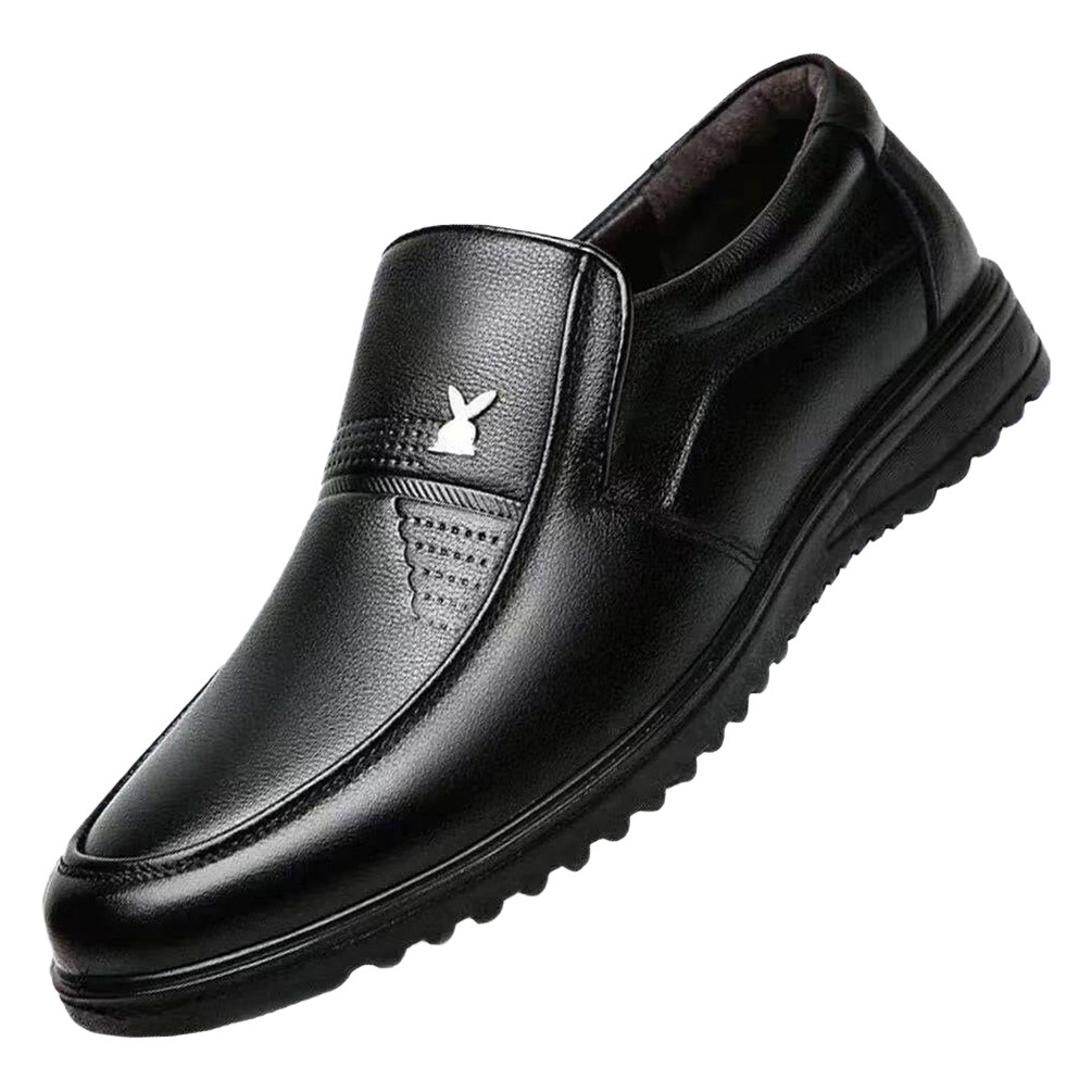 Large Size Leather Shoes Korean Style Fashionable Business Casual Shoes Formal Breathable Leather Shoes Trendy Slip-On Leather Shoes for Men