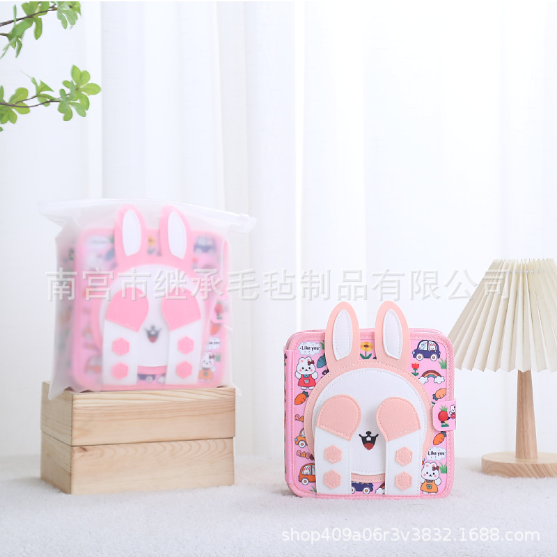 Montessori New Puzzle Early Childhood Learning Felt Enlightenment Baby Teaching Aware Cloth Book Bunny Good Night Felt Book