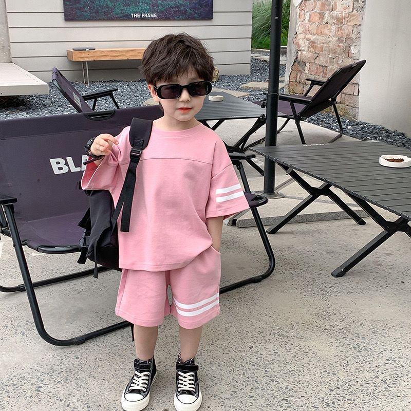 Children's Boys Summer Suit Korean Style Polo Shirt 2025 New Internet Celebrity Thin Short-Sleeved Clothes Cool Trendy Kidsren's Two-Piece Set