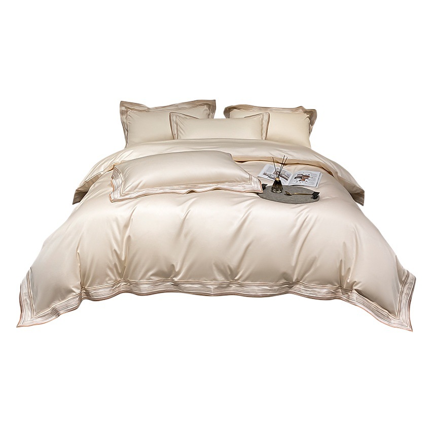 210 Accessible Luxury Long-Staple Cotton Four-Piece Set for Mother and Baby Class a Pure Cotton Fitted Bed Sheets Quilt Cover Satin Bedding 4