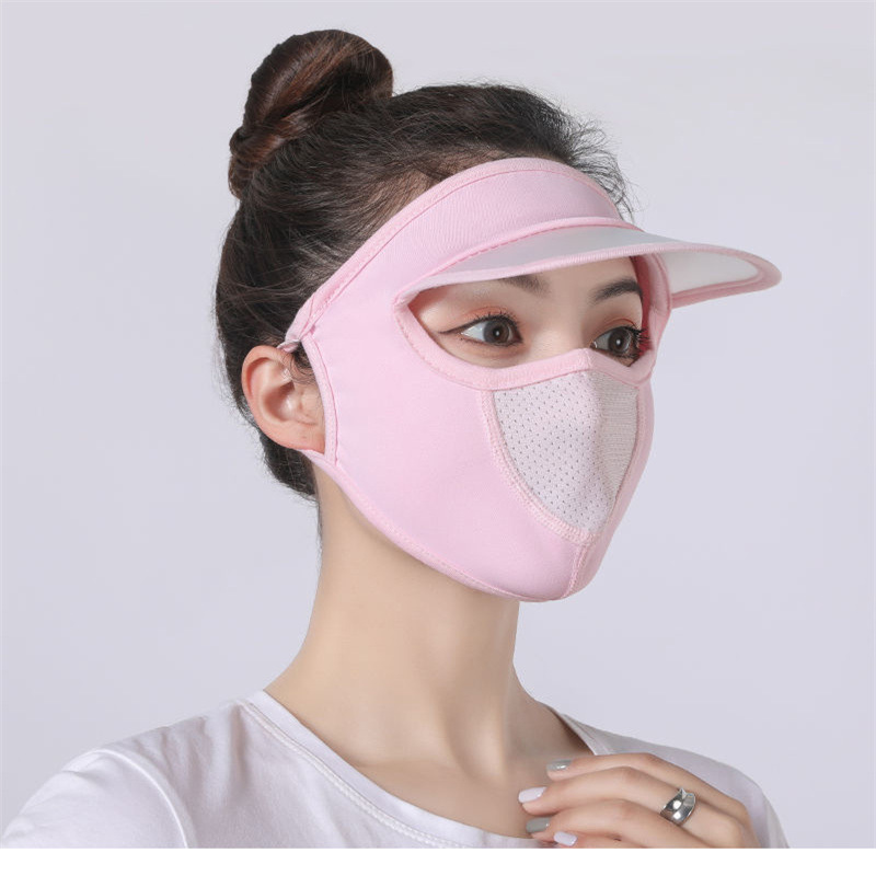 Picture of Summer big sale New Ice Silk thin sunscreen mask with hat brim breathable washable sunshade mask for men and women