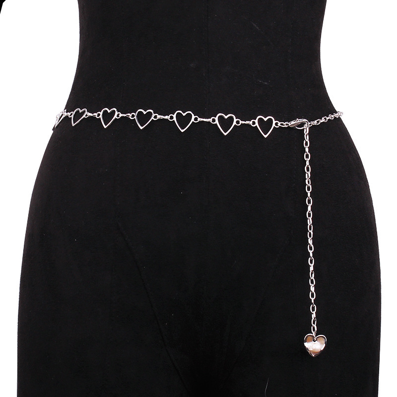 Picture of European and American Cross-Border Jewelry Simple New Cut Out Heart Size Peach Heart Waist Ornaments Cold Style Hip-Hop Pants Chain Waist Chain