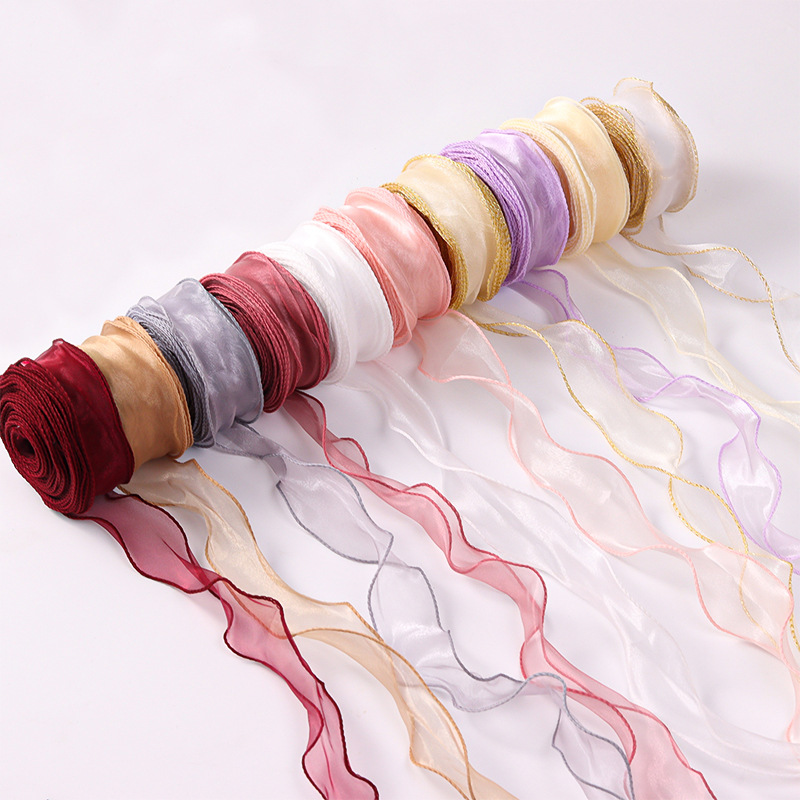 6cm plain edge fishtail yarn ribbon flower packaging ribbon bag bouquet DIY bow tie handmade cake ribbon