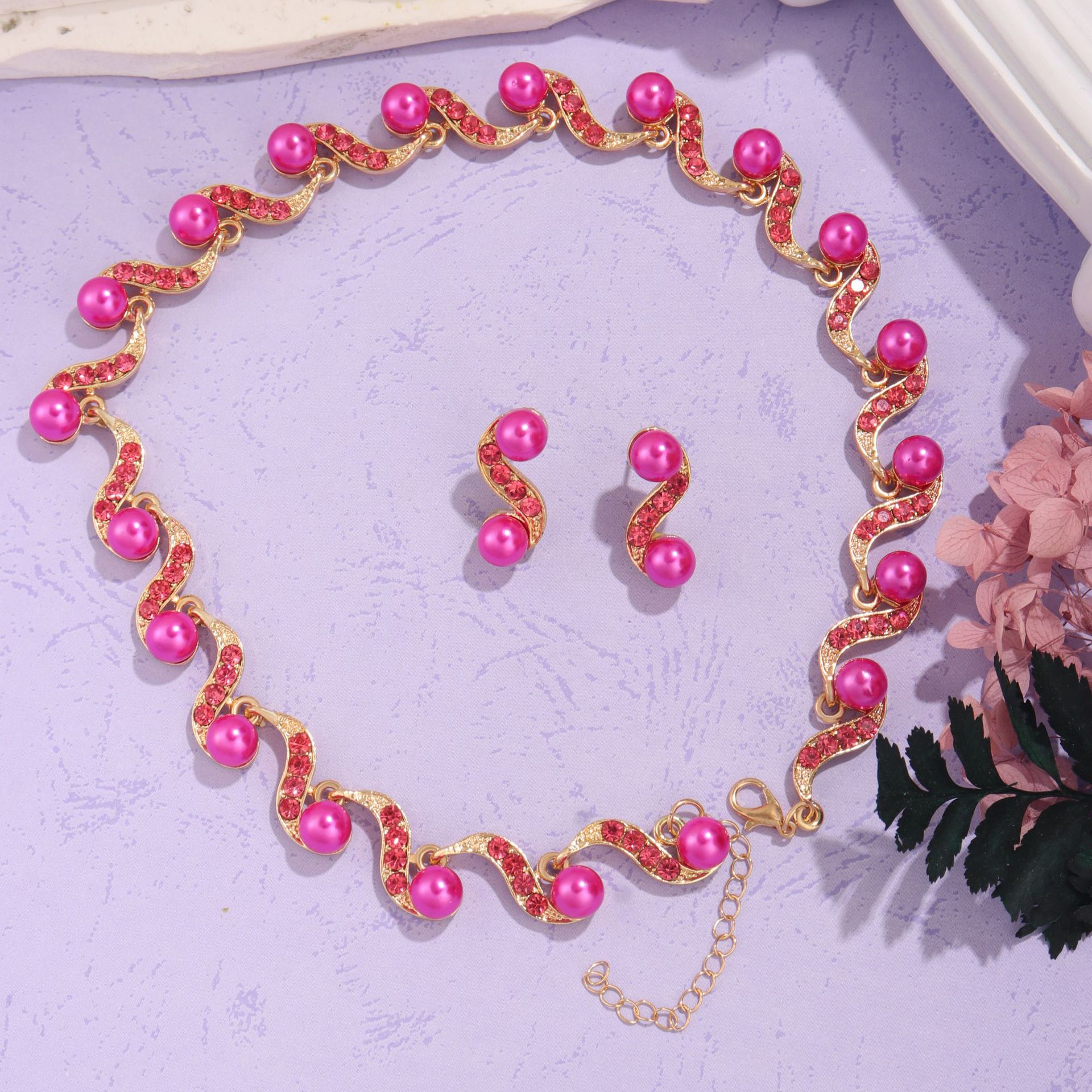 Picture of Cross-Border Hot Selling European and American Fashion Light Luxury Bohemian Style Irregular Pearl Earrings Necklace Necklace Set