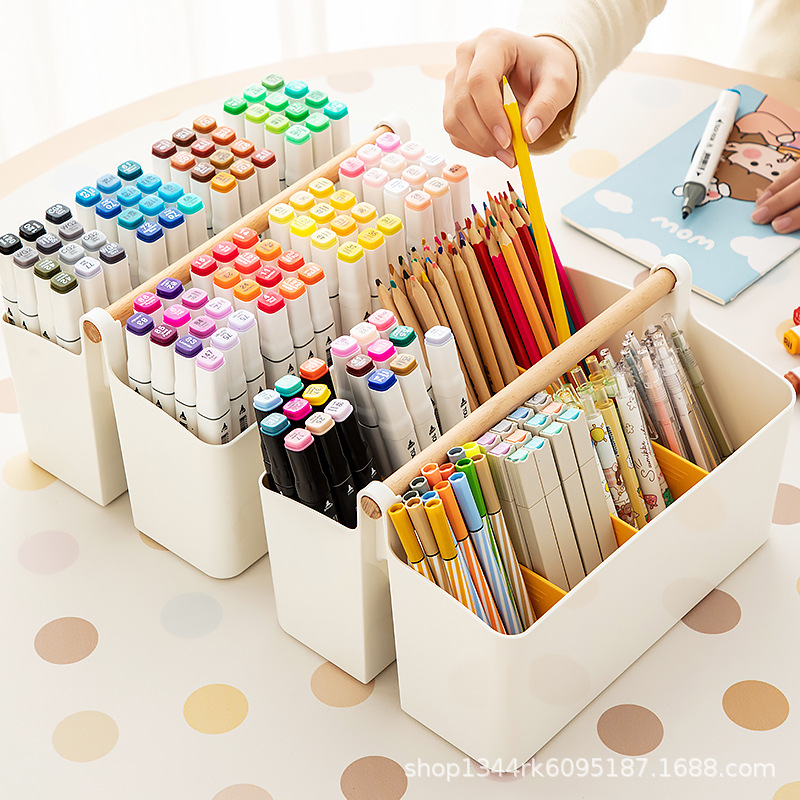 Large capacity pen holder children's watercolor pen marker pen brush storage box book desktop boys and girls stationery pencil bucket
