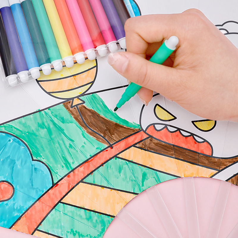 Picture of 12 Color 6 Color Mini Graffiti Watercolor Pen Kindergarten Washable Art Painting Brush Children Color diy Brush
