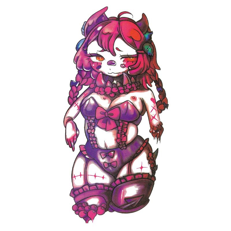 Picture of Diablo Tattoo Sticker Women's Waterproof Lasting European and American Violence Lori ins Cute Cartoon Flower Arm Non-Reflective Anti-Han