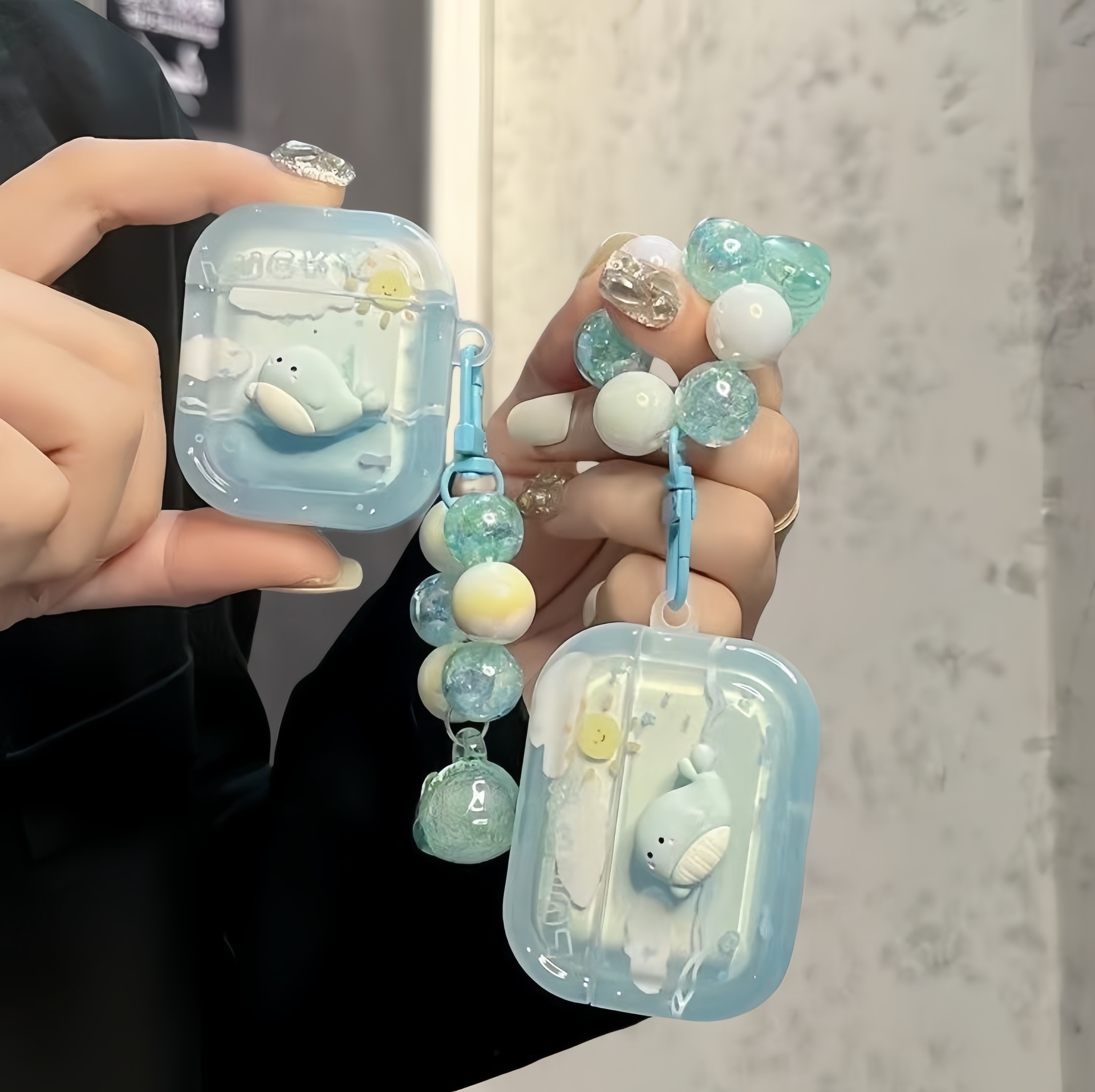 Picture of Gradient blue koi goldfish for airpods4 generation soft shell protective case wireless bluetooth Pro2 cartoon shell