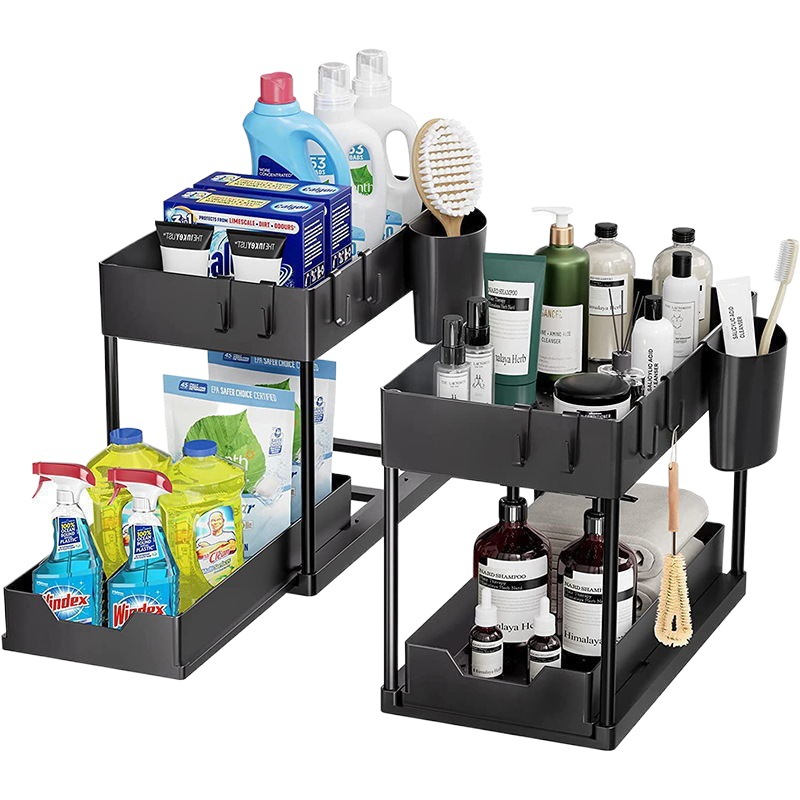 Storage Rack Kitchen Pull-Out Shelf Storage Rack Bathroom Layered Under-Cabinet Multifunctional