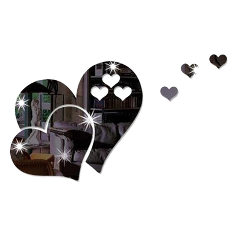 Love shape mirror wall stickers creative home Mirror stickers living room background wall decoration acrylic mirror stickers diy