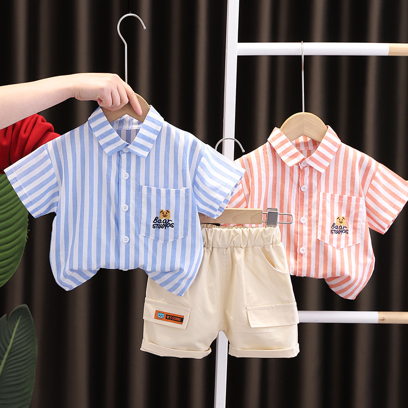 Cross-border Children's Wear Summer New Boys' Infant Baby Suit Cartoon Shirt Short-sleeved suit Two-piece Set Trendy