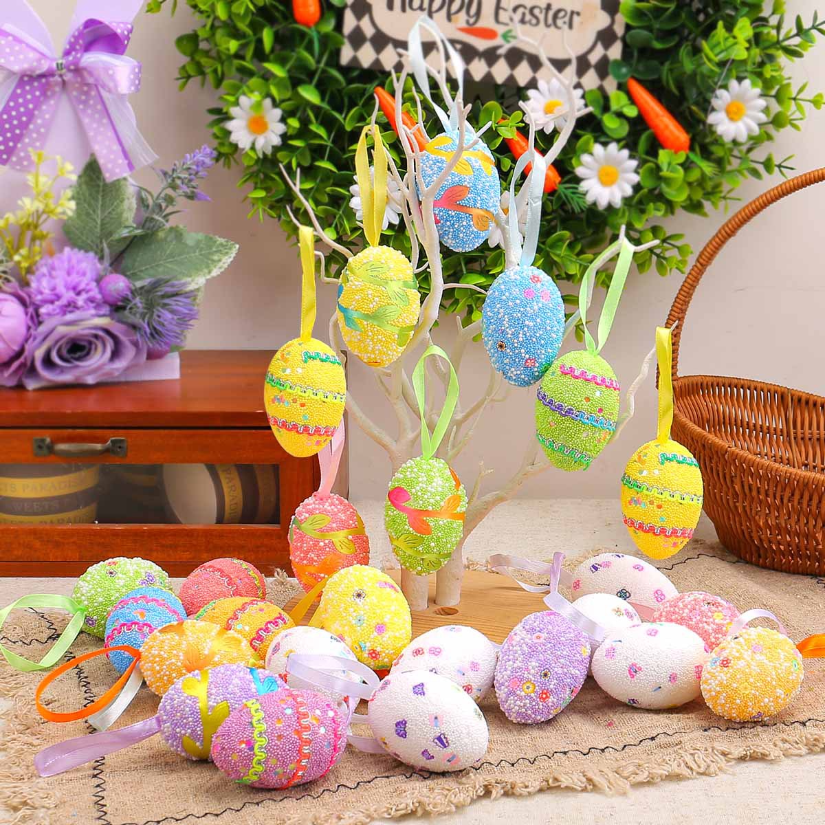 Easter Foam Egg Pendant Holiday Home Party Scene Decoration DIY Simulation Egg Layout Props