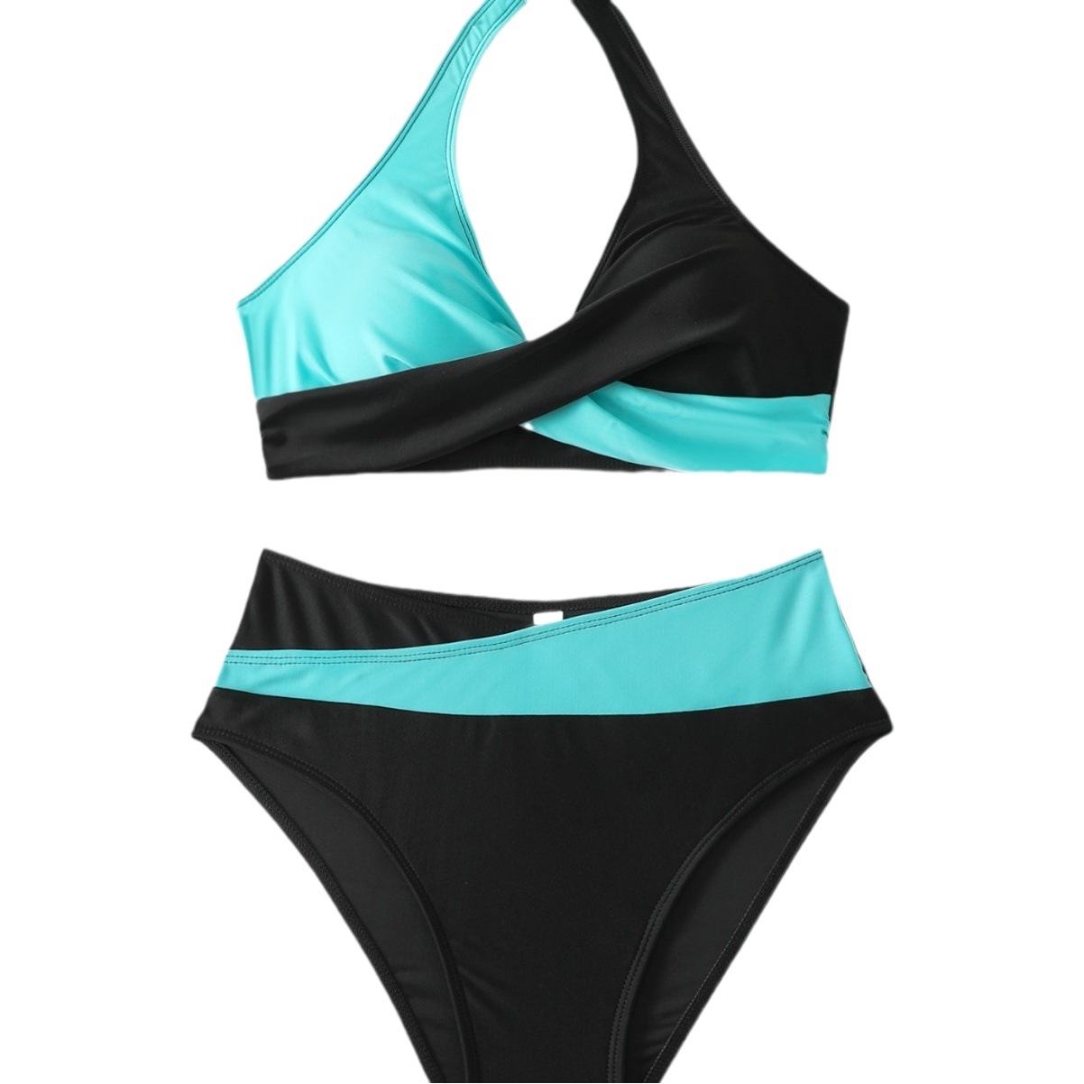 2023 Amazon New No Swimwear Women's Split Printed Conservative High Waist Boats bikini Swimsuit