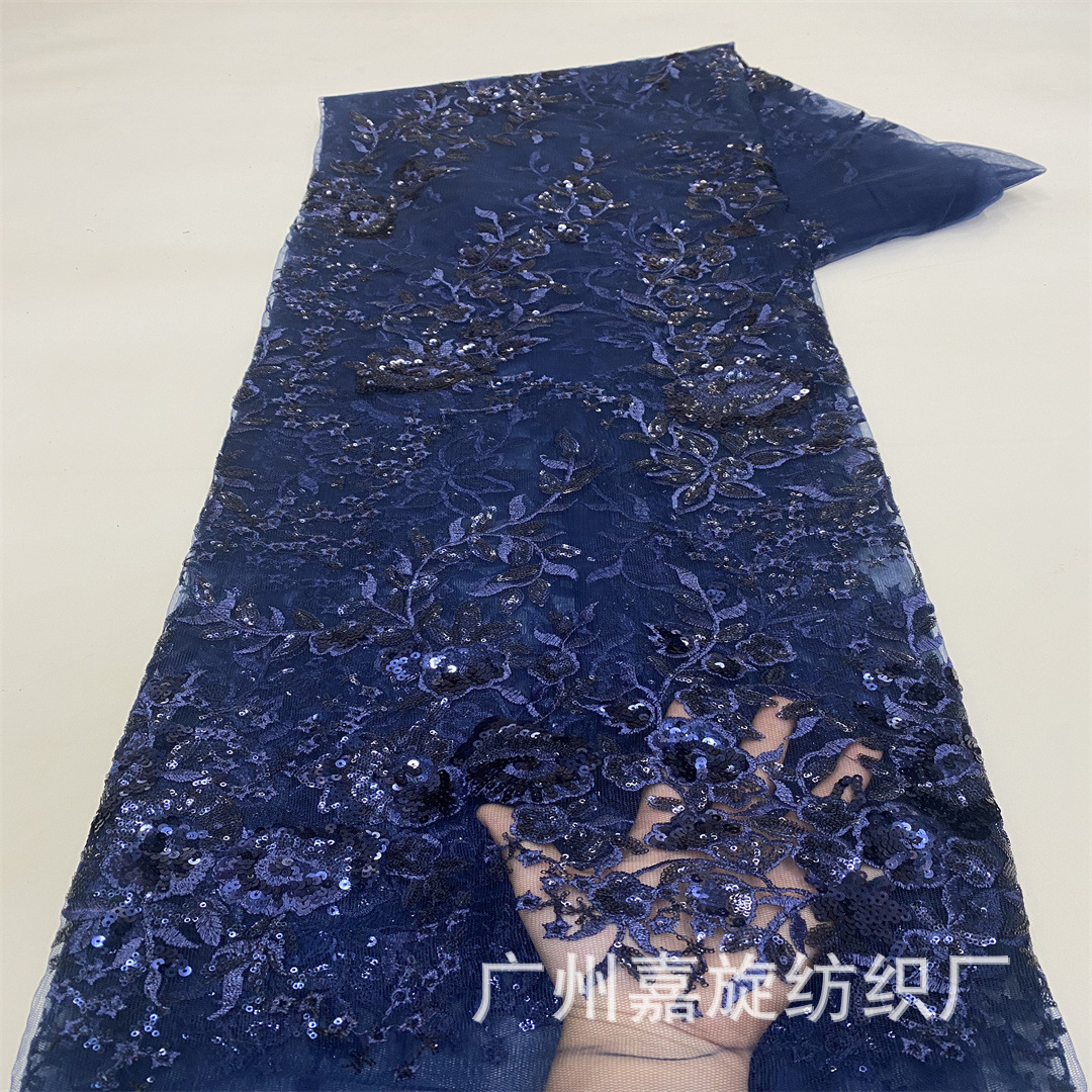 Picture of wine red sequins beads wedding dress fabric embroidered lace fashion stage clothing embroidered cloth sequins lace