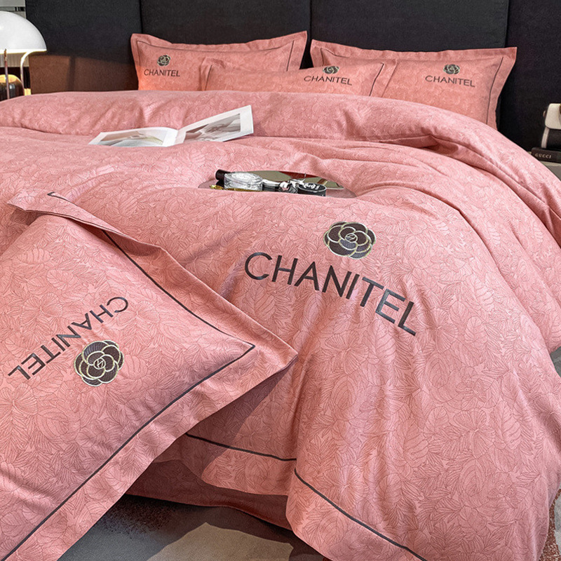 Picture of Light luxury embroidery thickened brushed bedding four-piece quilt cover quilt cover bed sheet three-piece fitted sheet factory wholesale