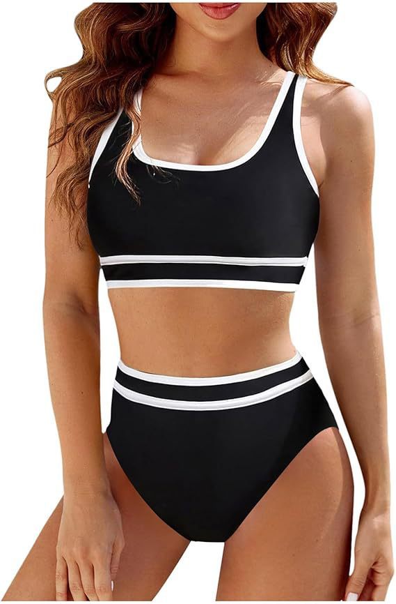 Picture of 2025 bikini new color matching sports style sexy split cross-border AliExpress high waist vest swimsuit wholesale
