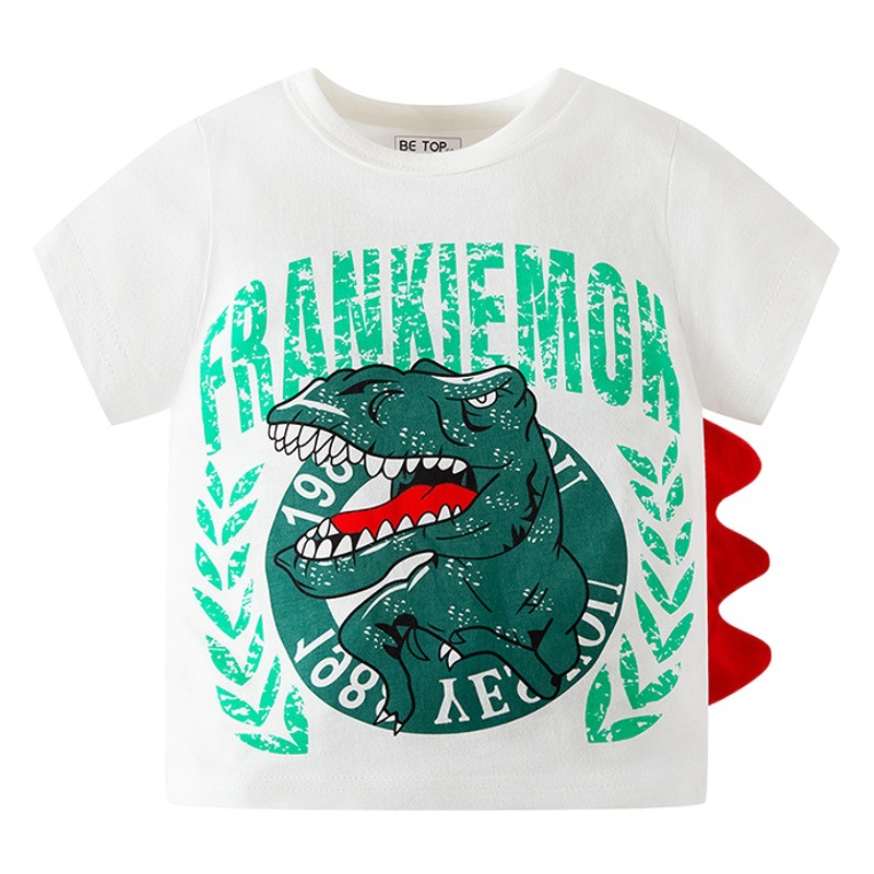 Picture of 2025 New Kidsren's Clothing Boys Short-Sleeved T-Shirt Summer Kidsren's Half-Sleeved Pure Cotton Summer Clothing Stereo Dinosaur One Piece Drop Shipping