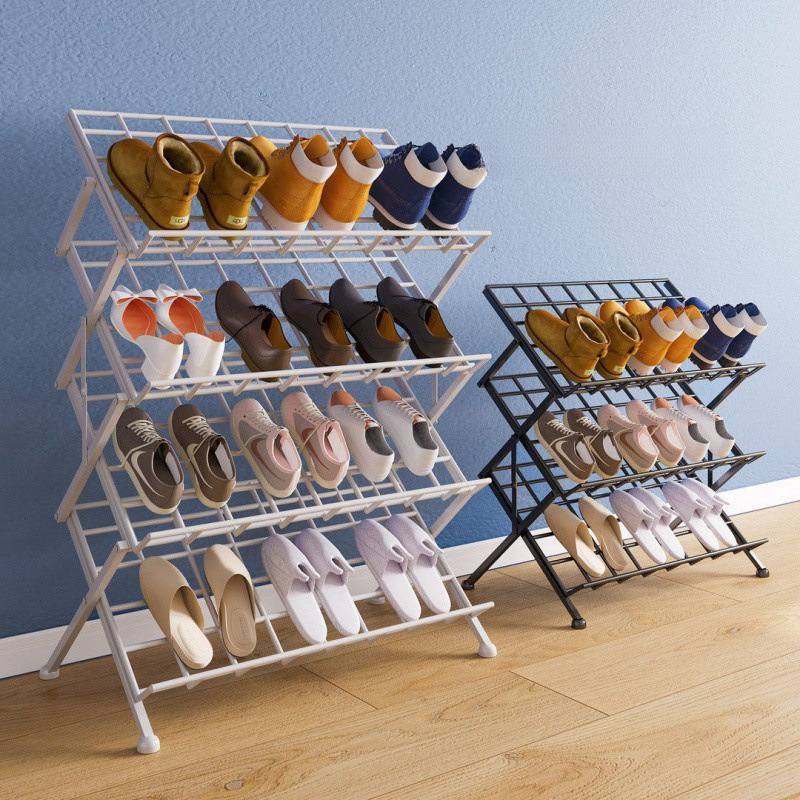 Household multi-layer installation-free folding shoe rack, night market shelf, thick shoe drying shoe stall shoe rack, selling shoe metal