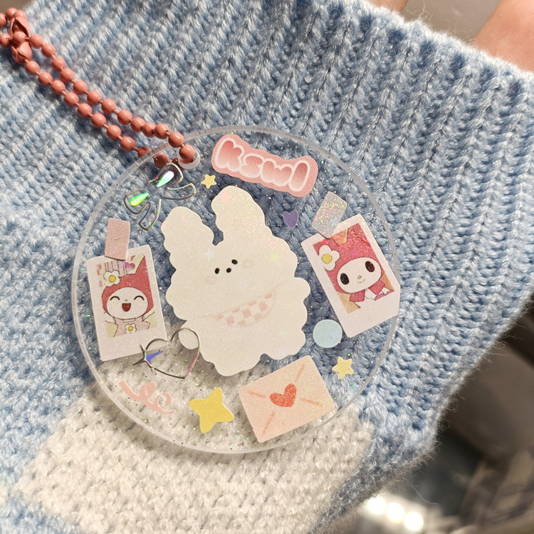 Picture of Cross-border transparent acrylic chip goo card DIY goo plate handmade keychain pendant organic glass blank embryo round