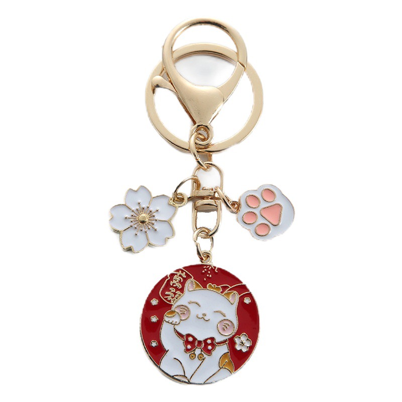 Japanese Couple Lucky Cat Keychain Creative Cat Claw Metal Hanging Cute Personality Bag Pendant Gift